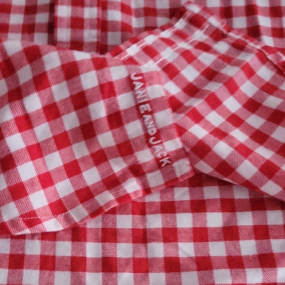 Janie and Jack Red and White Checkered Button Down Shirt - Picture 6 of 6